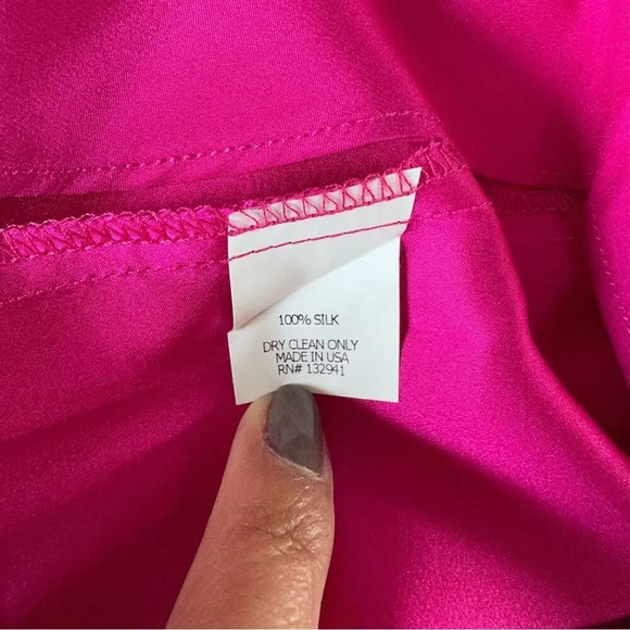 Amanda Uprichard Hot Pink 100% Silk Cold Shoulder Long Sleeve Dress Small - Picture 13 of 13